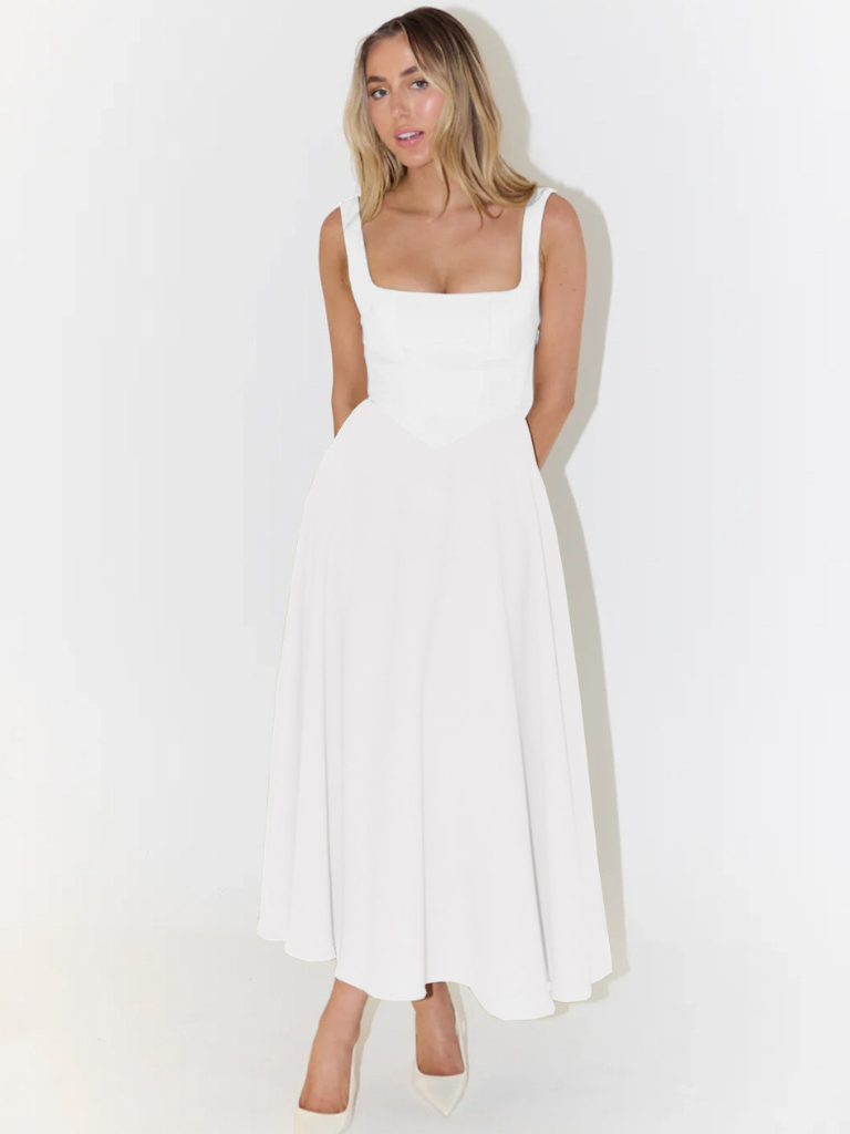 Robe Midi Elegante con Scollo quadrato - Taglio Flattering Senza Tiempo