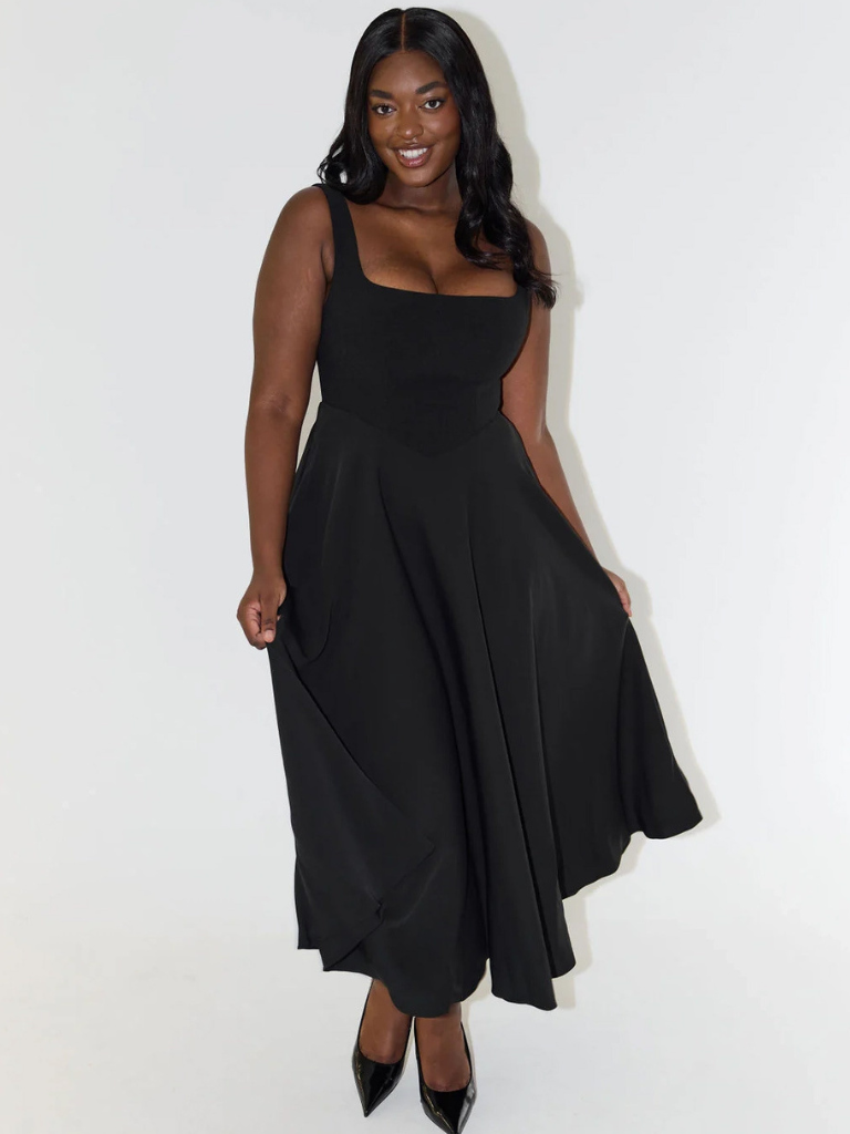 Robe Midi Elegante con Scollo quadrato - Taglio Flattering Senza Tiempo