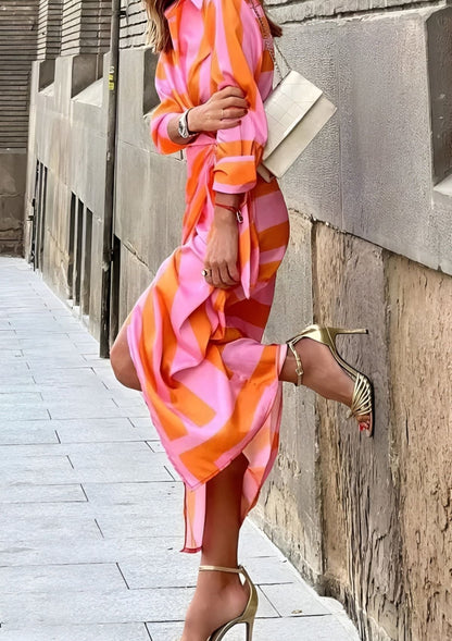Olivia – Abito chemisier stampato che valorizza la vita