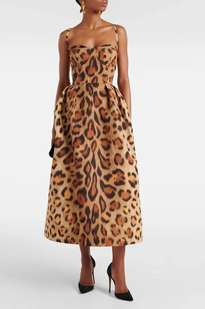 Tiana Abito midi Bustier Leopardo