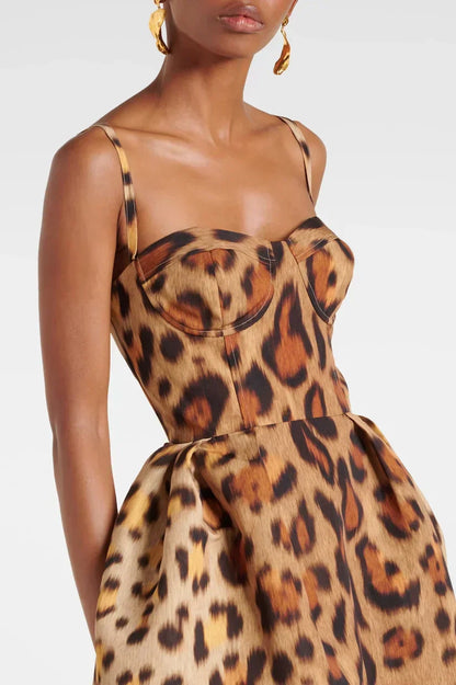 Tiana Abito midi Bustier Leopardo