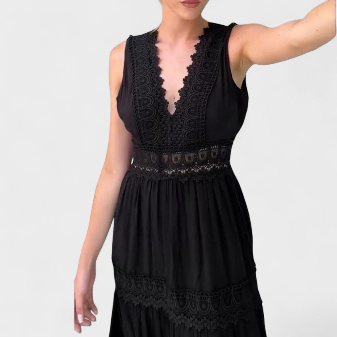 Patricia - Elegante abito in pizzo con collo a V