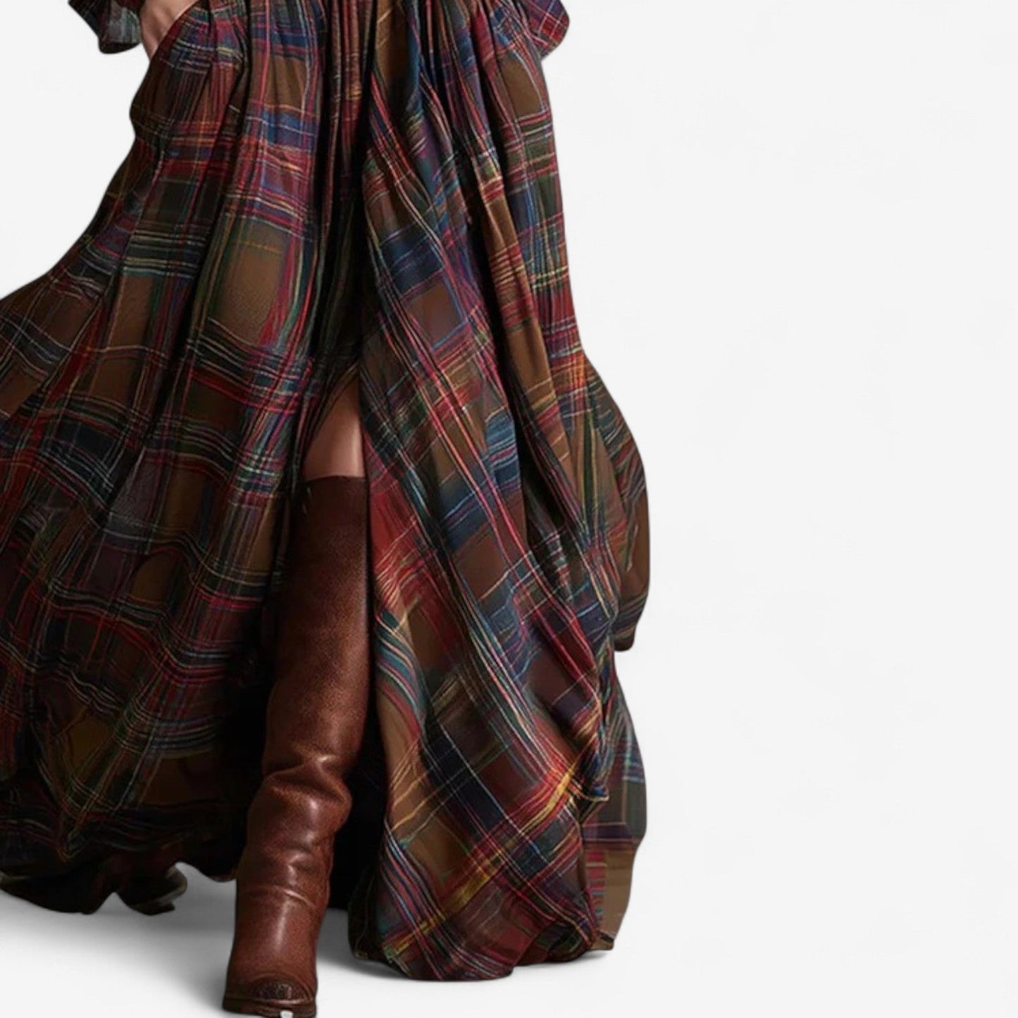 Abito maxi a Quadri Senza tempo - Eleganza Rústica e Raffinata