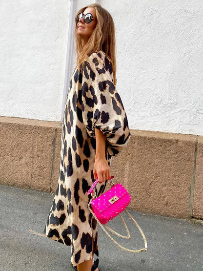 Zarina | Abito Maxi di Viscosa con Stampato di Leopardato