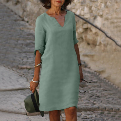 Silvia™ - Abito di collo a V senza tempo che cubre il pancia