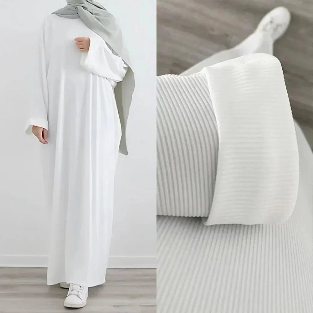 Ariane - Elegante Abaya di Maglia con Cintura e Tasche Laterales