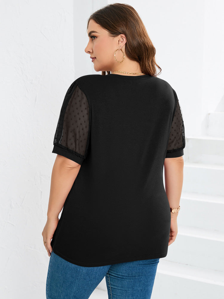 Rema – Top di collo a V con Maniche Transparentes