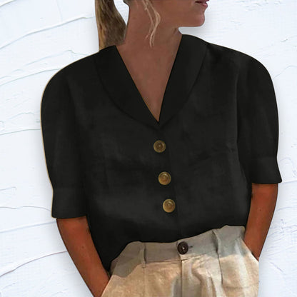 Blusa Retrò-Chic con bottoni e Davanti Anudado