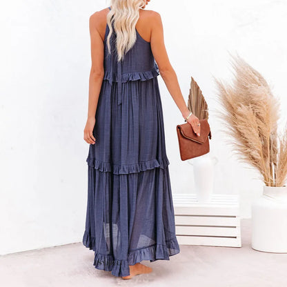 Ilona - Abito Halter con Volant e Tasche Maxi