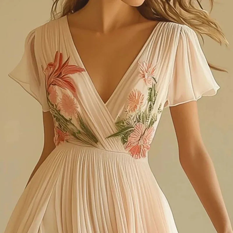 Rosa | Abiti di festa eleganti con scollo a V e vita alta