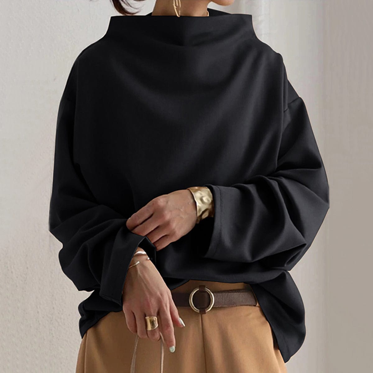 Liscia | Top Casual con Collo alto