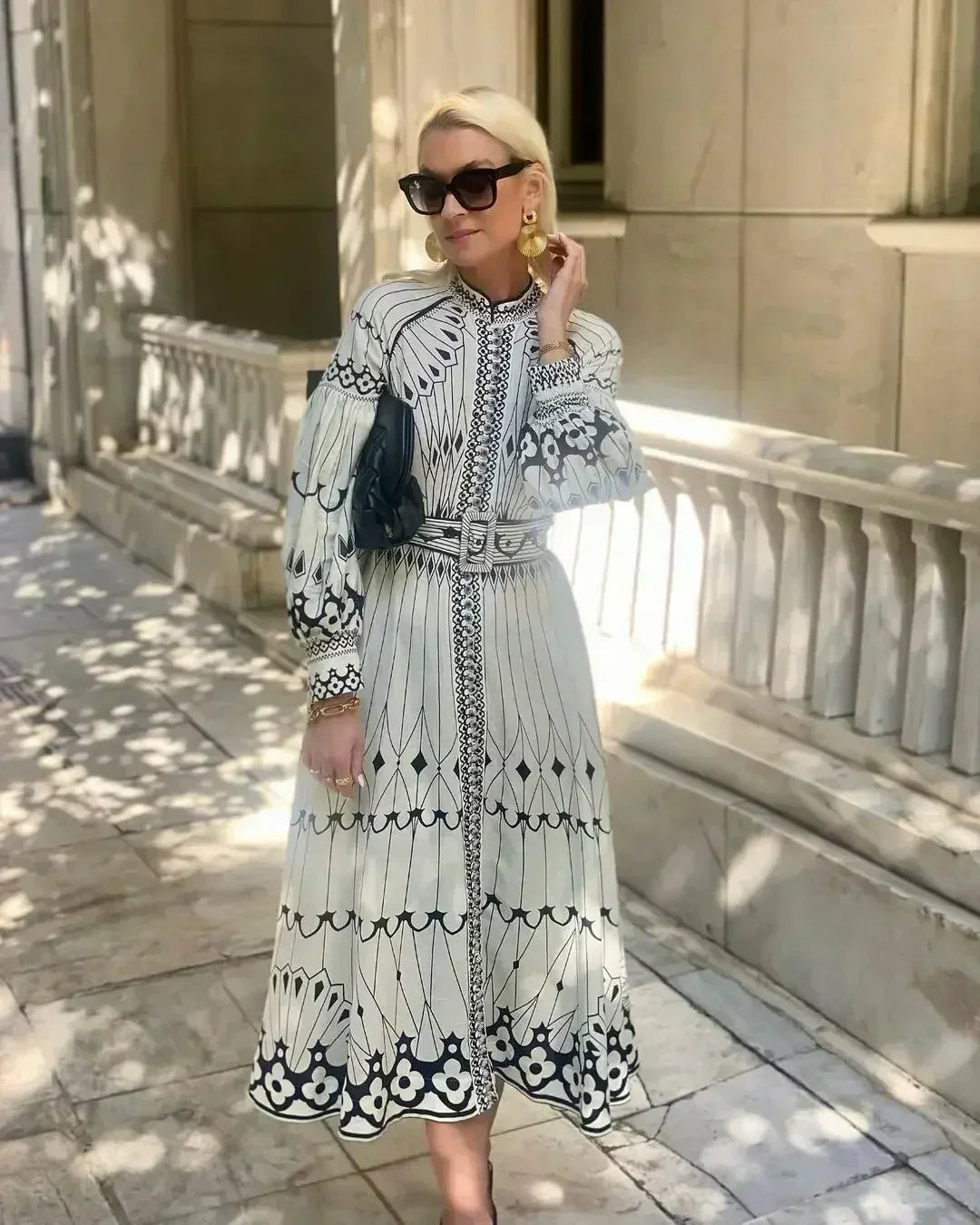 Eulalia - Abito boho rétro con collo alto