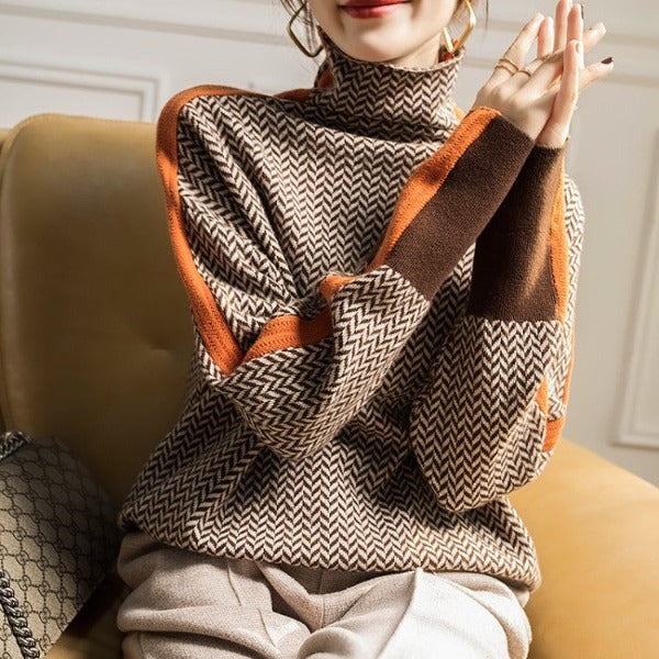 Eleanor | Maglione a collo alto in Pied-de-poule di Lusso