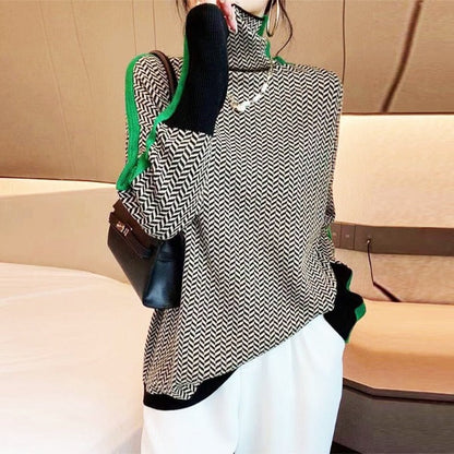 Eleanor | Maglione a collo alto in Pied-de-poule di Lusso