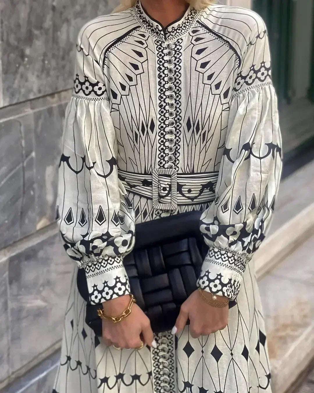 Eulalia - Abito boho rétro con collo alto