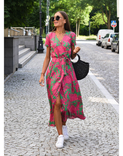 Alina – Abito Midi Envolvente Floreale