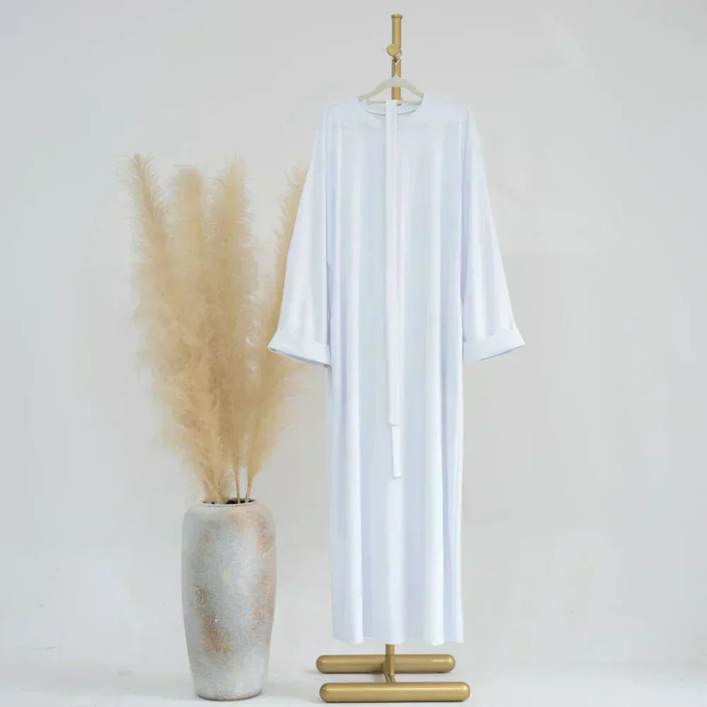 Ariane - Abaya Elegante di Maglia con Cintura e Tasche Laterales