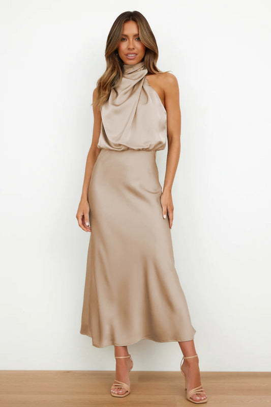 Elise | Abito Halter di Raso Elegante – Gracioso e Chic