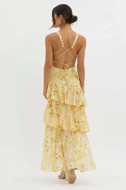 Lisa | Abito midi Floreale Coral – Eleganza Fluida e Romantica
