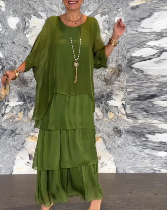 Caroline | Abito maxi Suelto con Collo rotondo