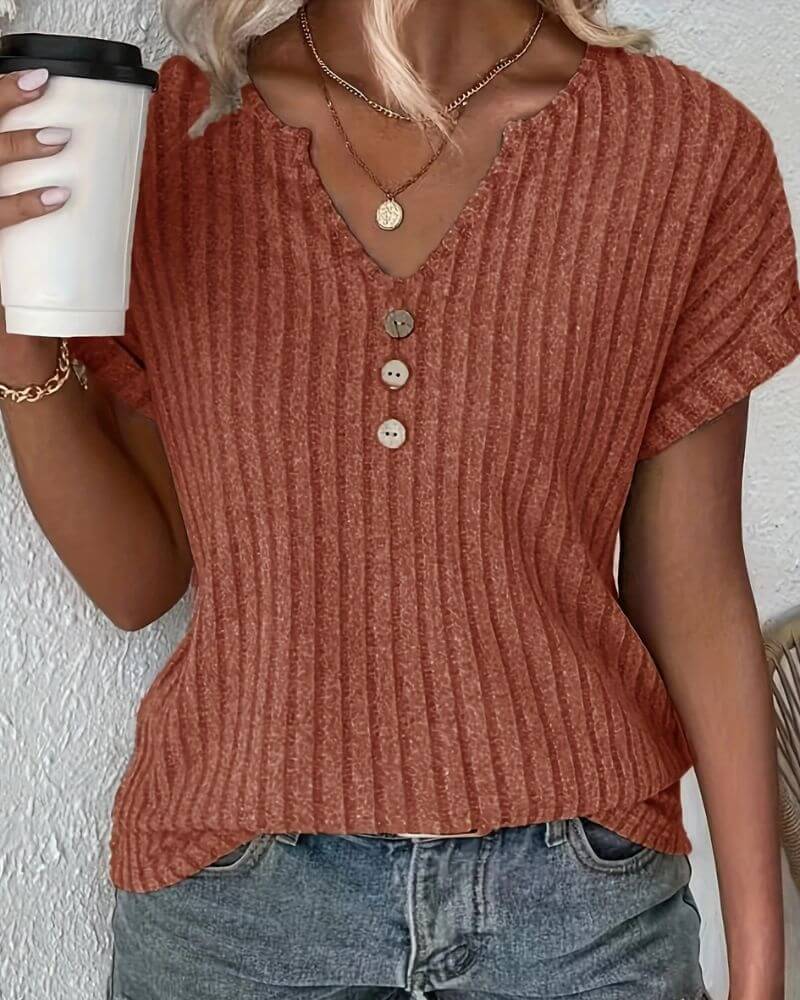 BLUSA DI MAGLIA ROSINA CON scollo a V