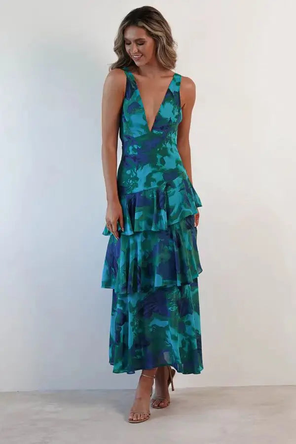 Lisa | Abito midi Floreale Coral – Eleganza Fluida e Romantica