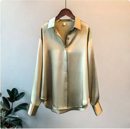 Olivia - Blusa di Satin Luxe a maniche lunghe