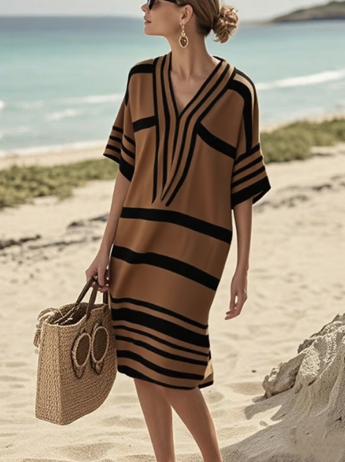 Abito corto in lino con aire boho