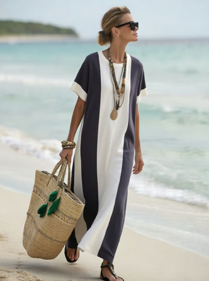 Abito in lino lungo con bloques elegantes