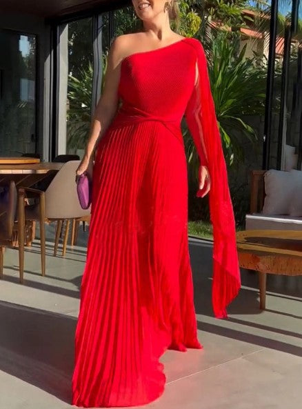 Dalila - Abito Maxi Plissettato con Spalle scoperte