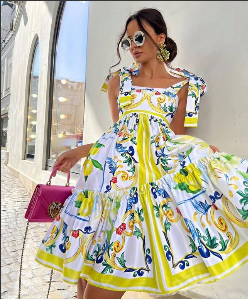 Abito Maxi Floreale con Lacci Serena