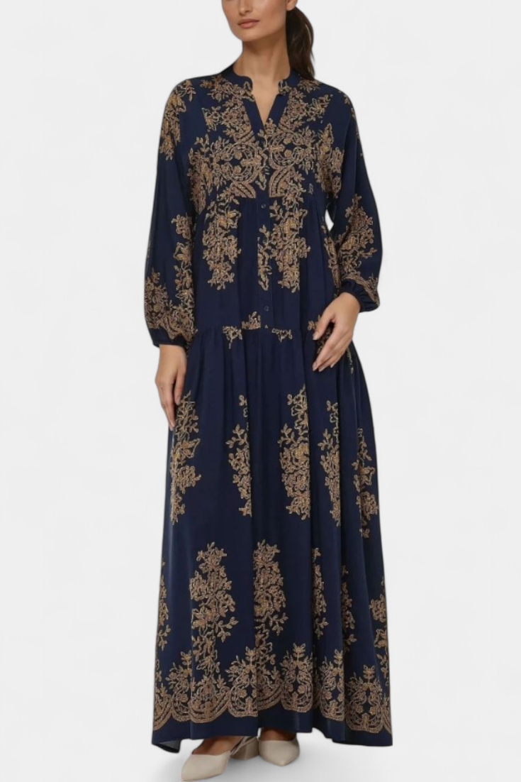Yaiza Abito maxi con Aire Boho e Stampa Vintage