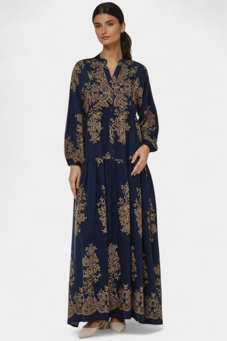 Yaiza Abito maxi con Aire Boho e Stampa Vintage