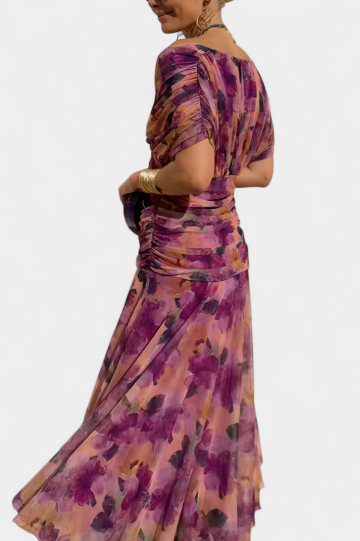 Abigail | Abito lungo Floreale con Scollo a V