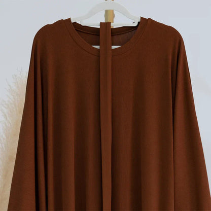 Ariane - Elegante Abaya di Maglia con Cintura e Tasche Laterales
