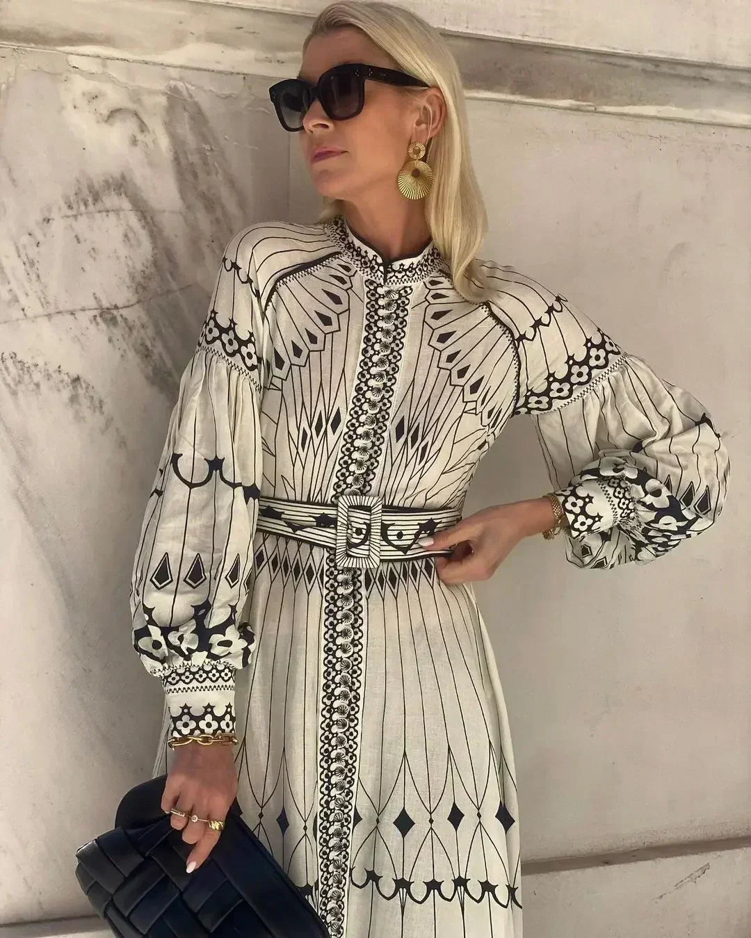 Eulalia - Abito boho rétro con collo alto