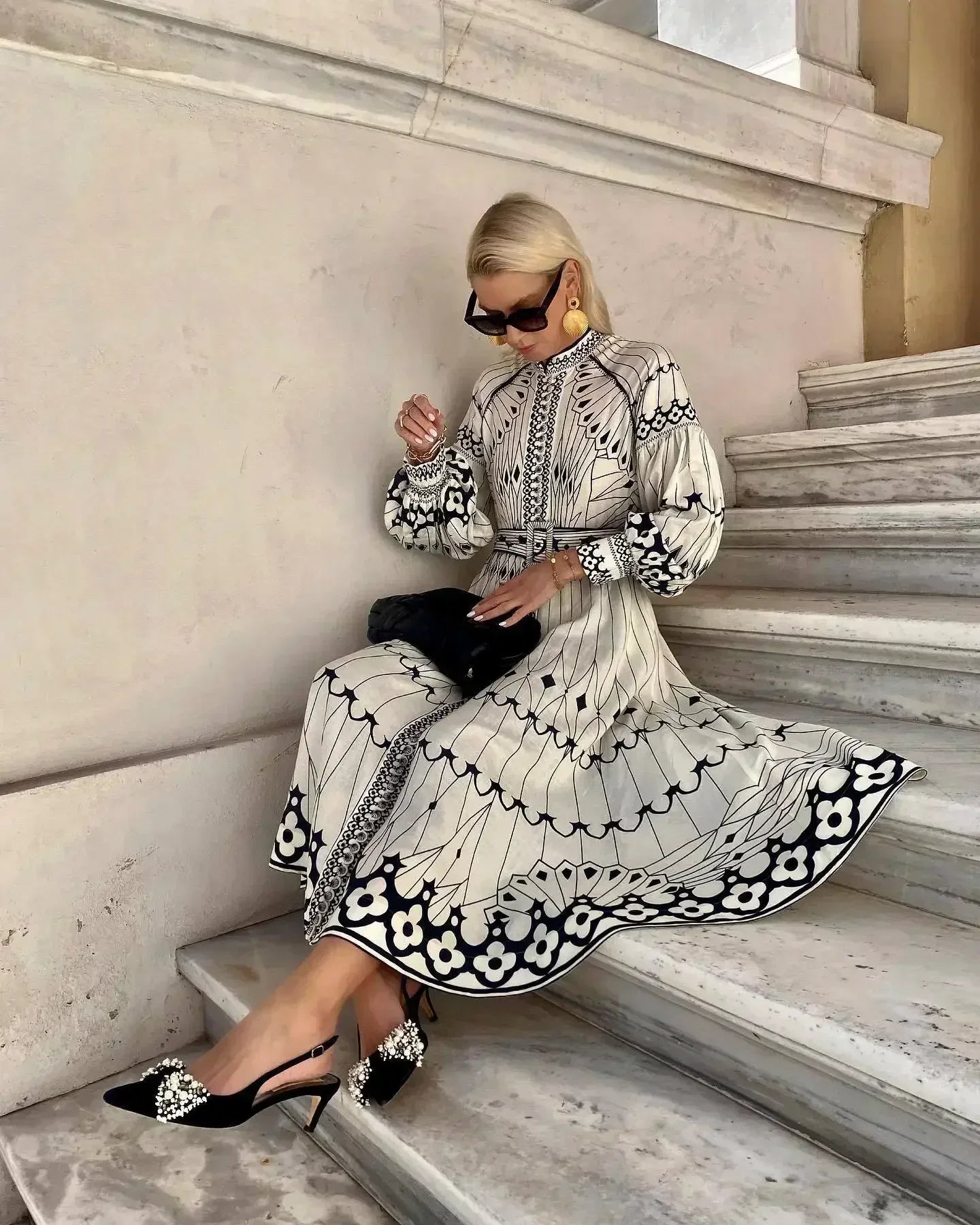 Eulalia - Abito boho rétro con collo alto