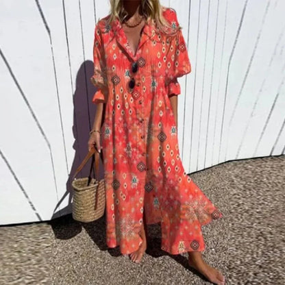 Cassidy - Abito Maxi di Manica Abullonada Boho