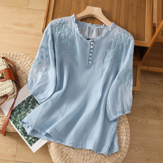 Evelyn – Blusa con bottoni Ricamata