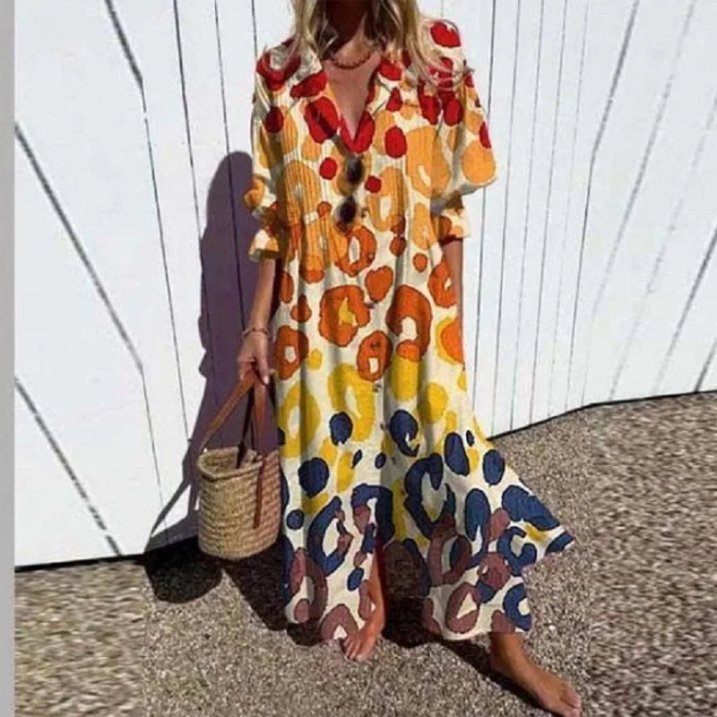Cassidy - Abito Maxi di Manica Abullonada Boho