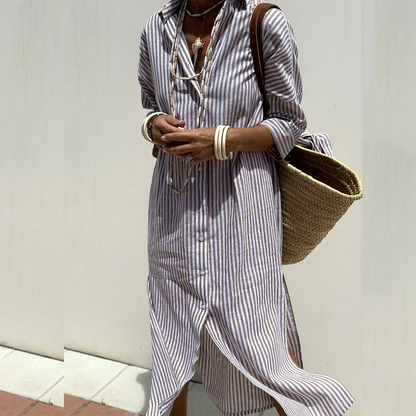 Hazel - Elegante Abito midi a righe di Comfort