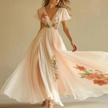Amelia | Elegante Abito di Festa con Vita alta e Scollo a V