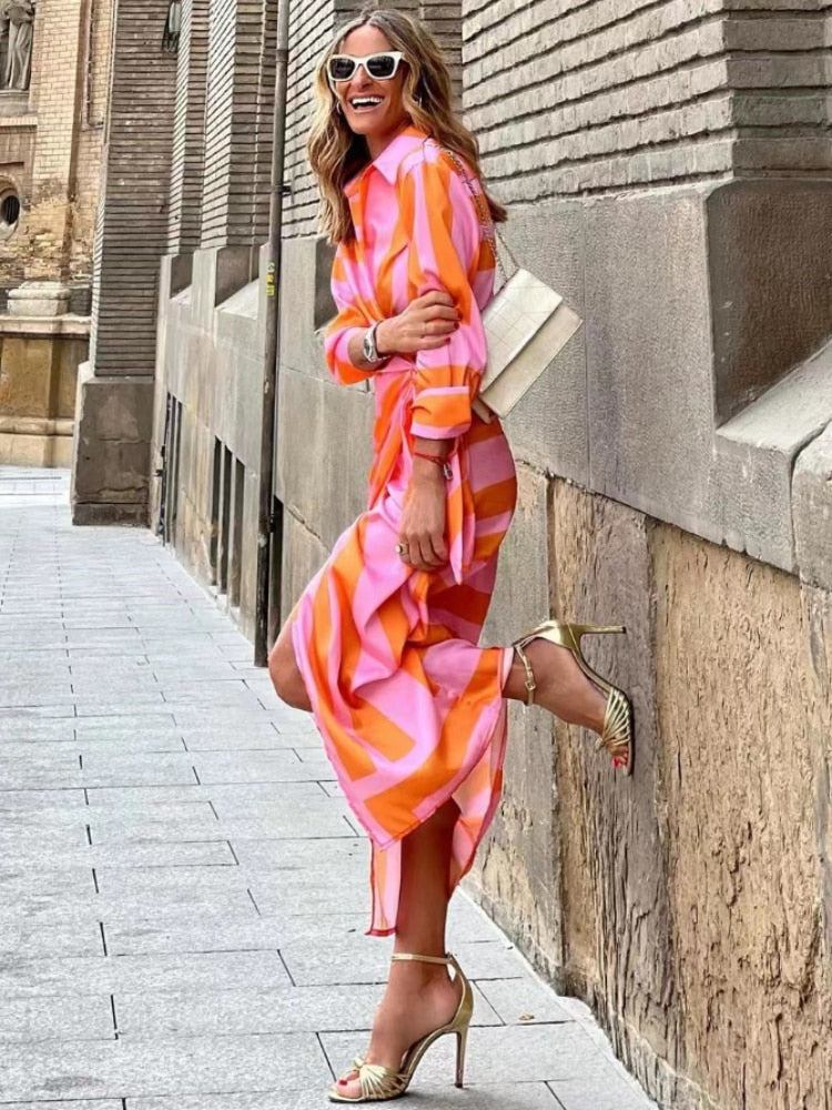 Clarissa | Abito Camisero Midi a Righe