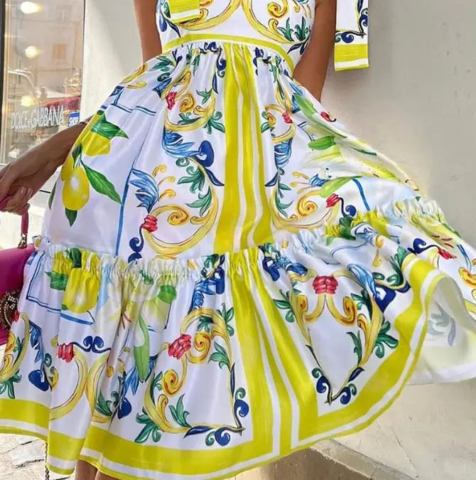 Abito Maxi Floreale con Lacci Serena