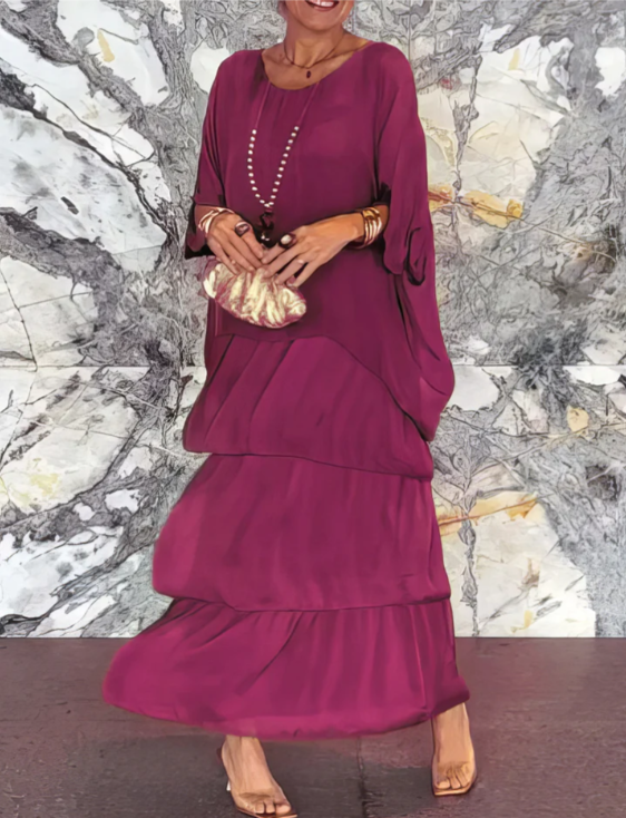 Caroline | Abito maxi Suelto con Collo rotondo