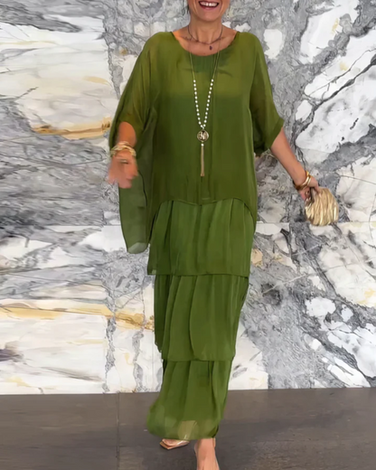 Caroline | Abito maxi Suelto con Collo rotondo