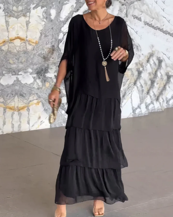 Caroline | Abito maxi Suelto con Collo rotondo