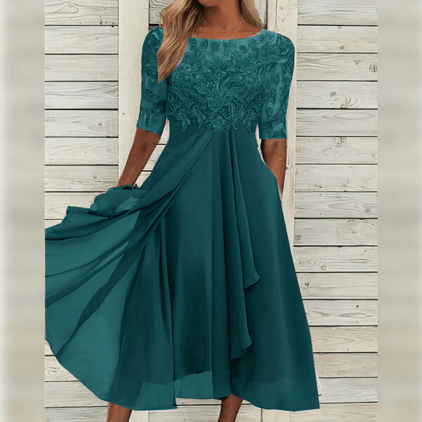 Scarlett™ - Abito Midi con Maniche di Pizzo