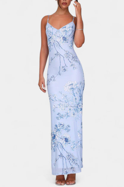 Iris Abito in pizzo Floreale Blu