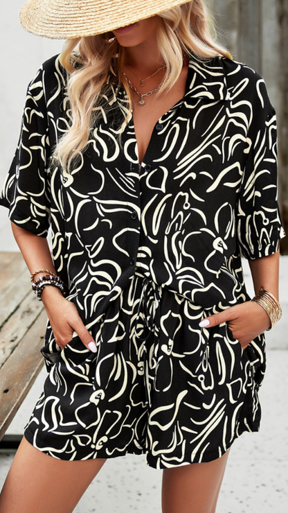 YSARA – SET DI CAMICIA E SHORTS CON STAMPA FLOREALE DI ESTATE